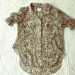 Misa sheer floral short sleeve blouse